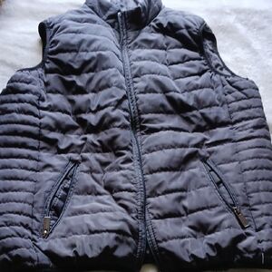 HTC Black Quilted Puffer Vest with Full Zipper